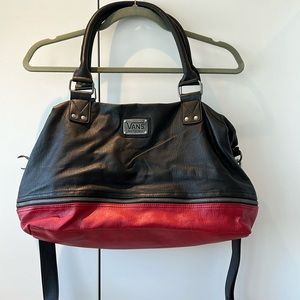 Vans duffle bag, black and red, faux leather